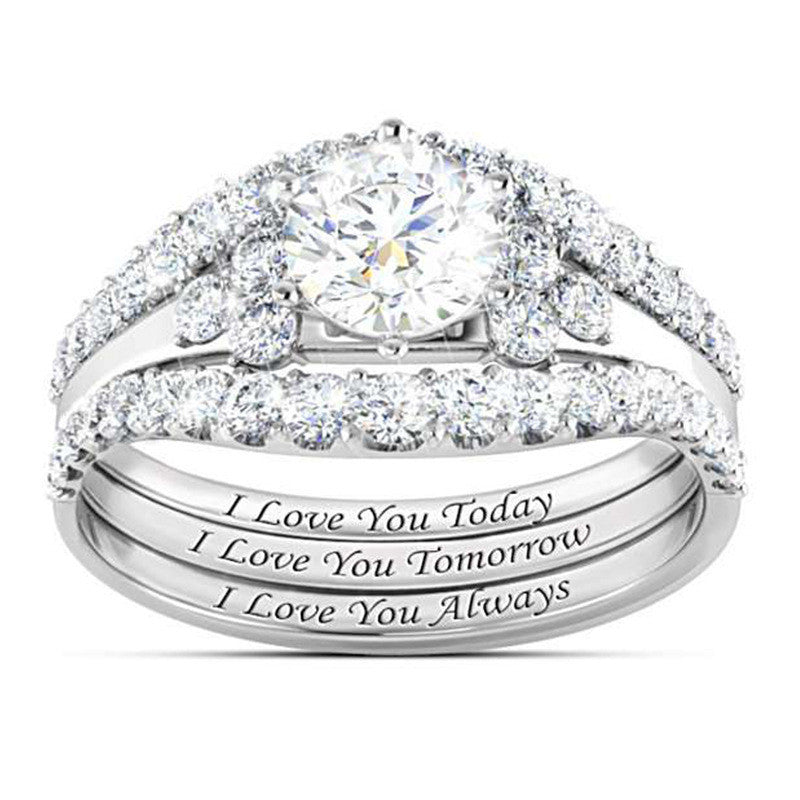 Double-Band Love Vow Diamond Ring (Light Luxury Romantic Style Series)