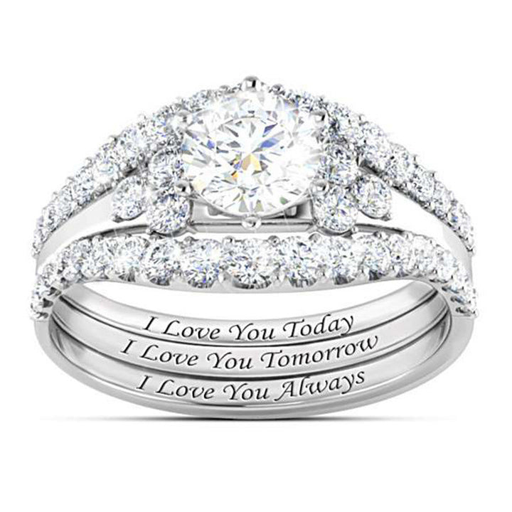 Double-Band Love Vow Diamond Ring (Light Luxury Romantic Style Series)