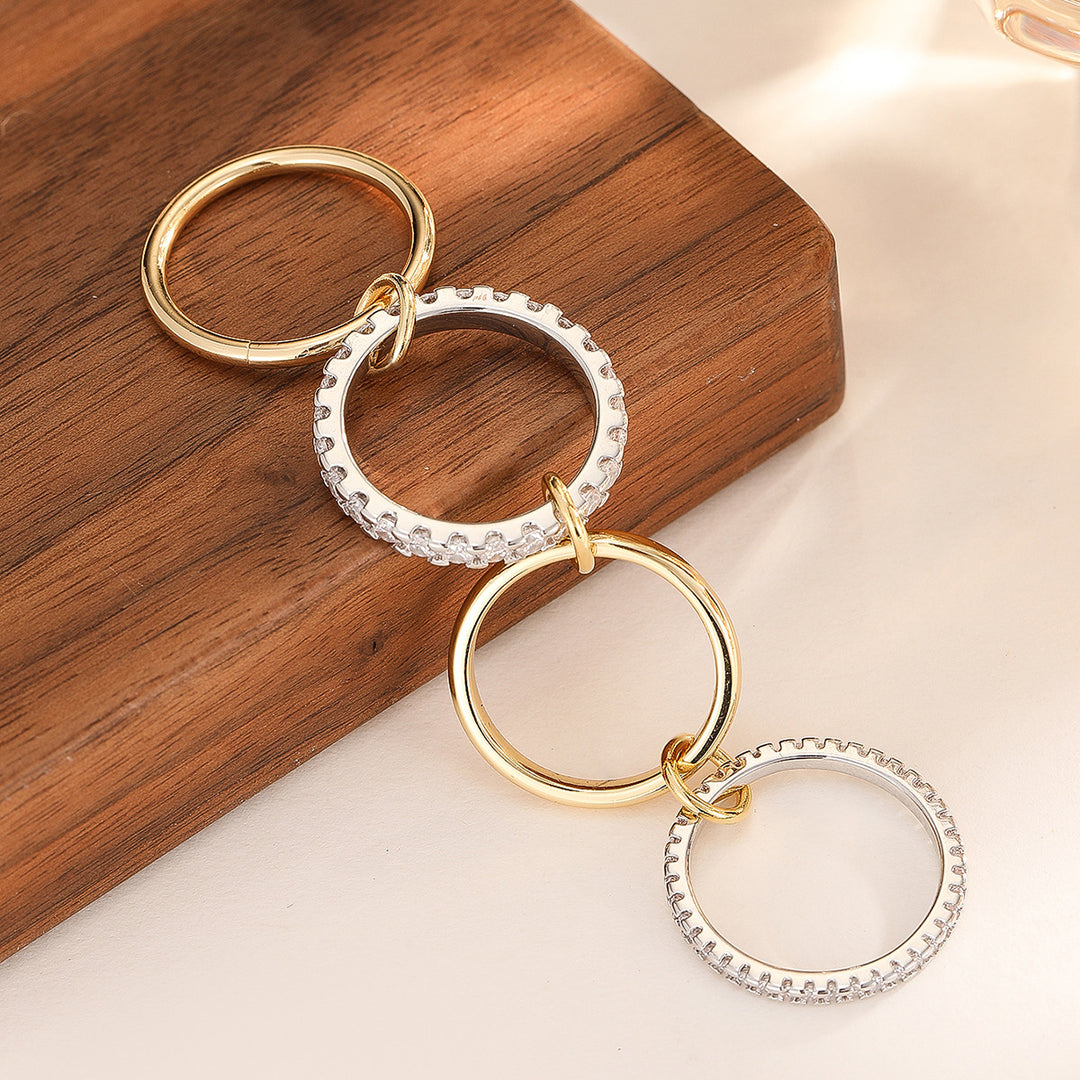 Multi-Band Chain-Link Full-Diamond Ring (Light Luxury Stackable Style Series)