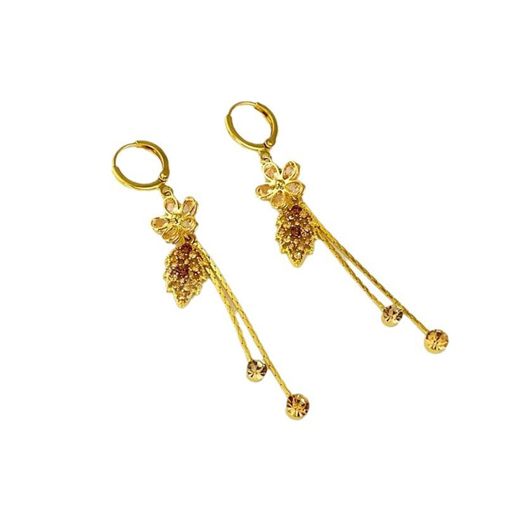 Floral Tassel Diamond-Inlaid Earrings (Vintage Elegant Style Series)
