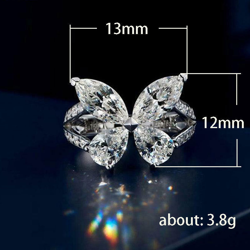 Teardrop Butterfly Diamond Ring for Women – Elegant Luxury Statement Ring