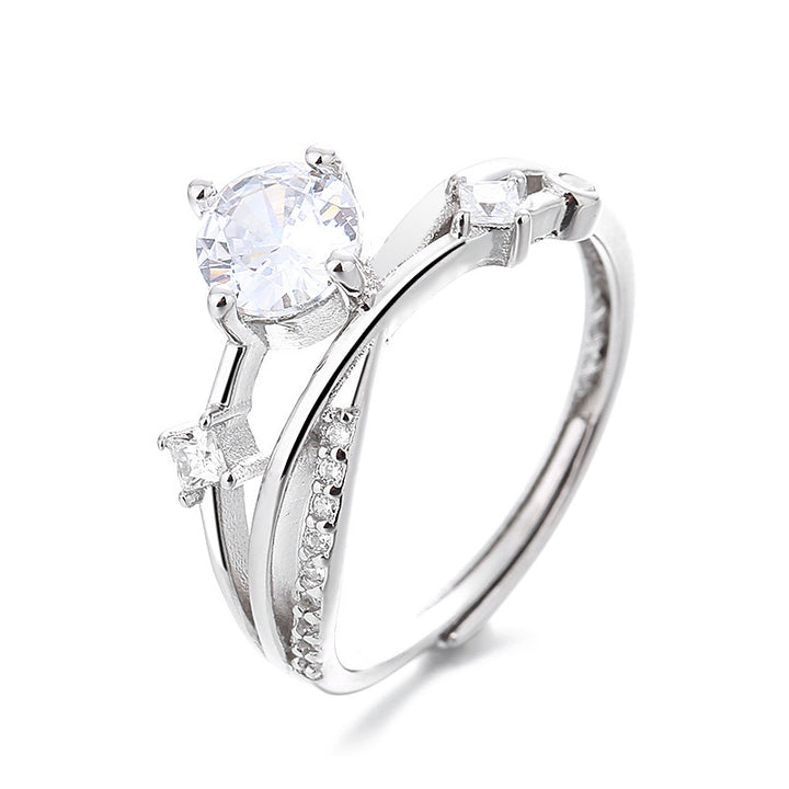 Cross-Band Center Stone Ring (Women's Luxury Daily Style)