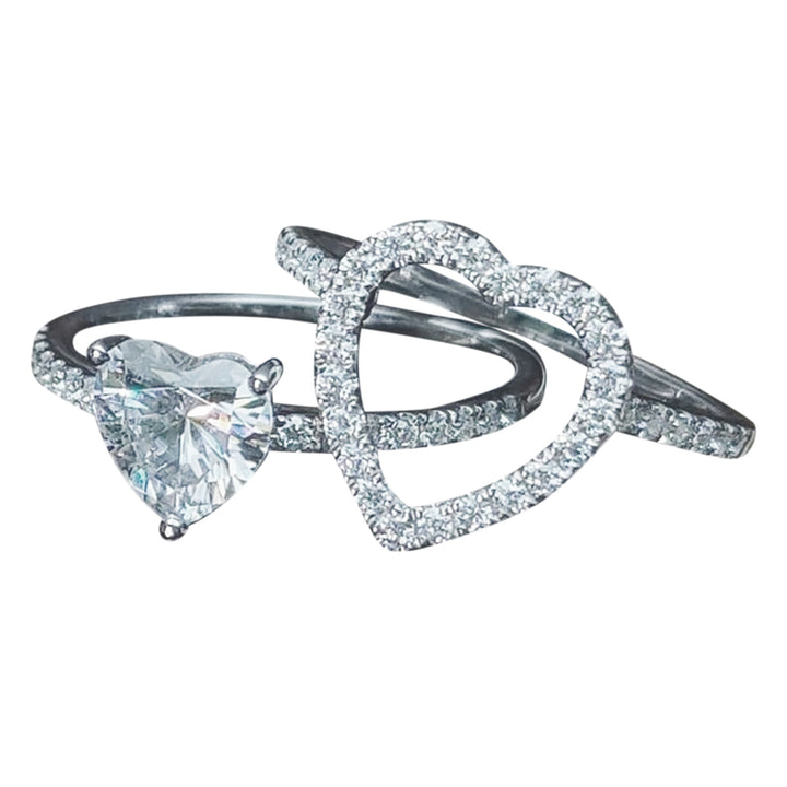 Intertwined Double Heart Diamond Ring (Women's Sweet Vitality Luxury Style)
