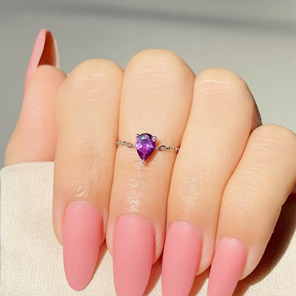 Pear Colored Gem Adjustable Ring (Sweet Vitality Multi-Color Style)