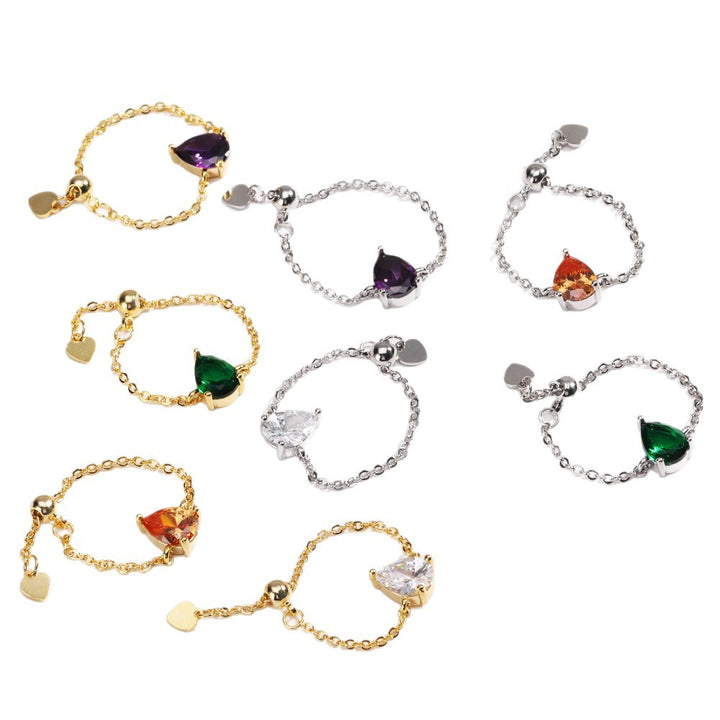 Pear Colored Gem Adjustable Ring (Sweet Vitality Multi-Color Style)