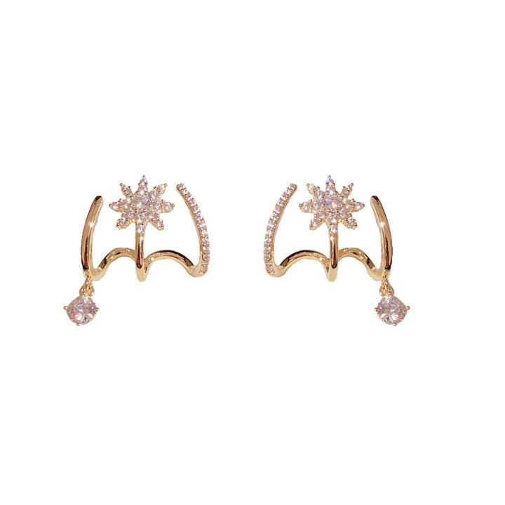 Snowflake Micro-Diamond Three-Prong Earrings (Sweet Vitality Luxury Style)