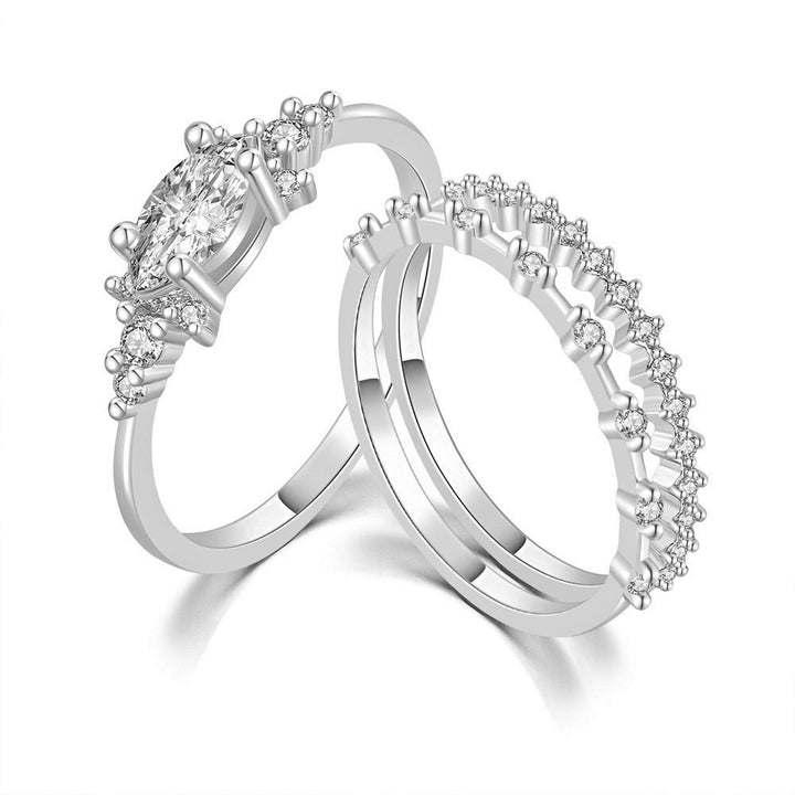 Marquise Center Diamond Triple Stack Ring Set (Luxury Stackable Personalized Style)