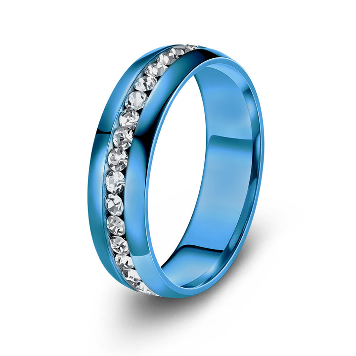 Multi-Color Diamond-Inlaid Narrow Band Ring (Cool Versatile Personalized Style)