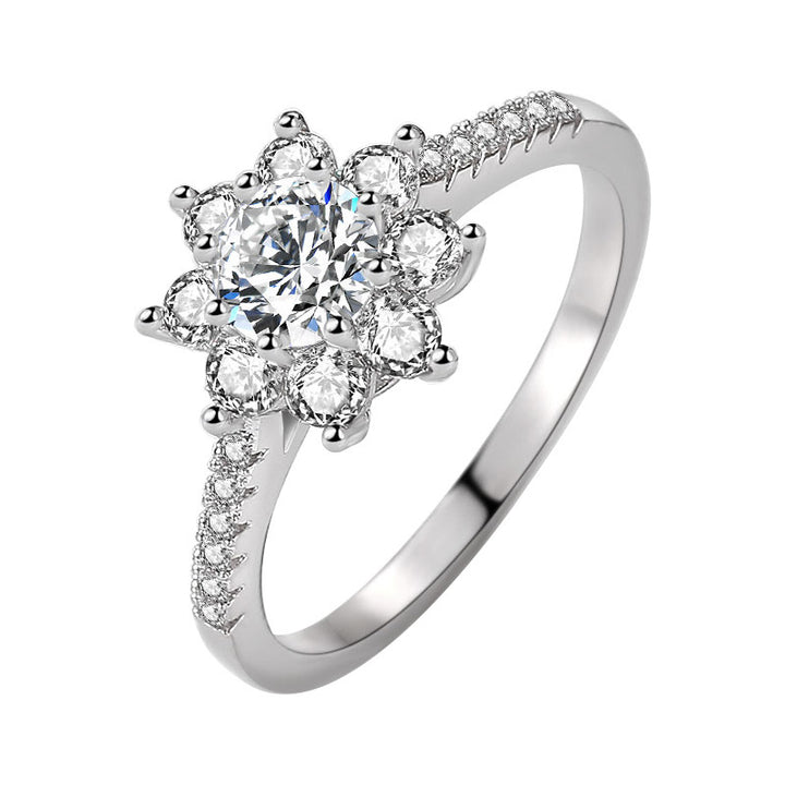 Snowflake Cluster-Set Center Diamond Ring (Romantic Luxury Ritual Style)