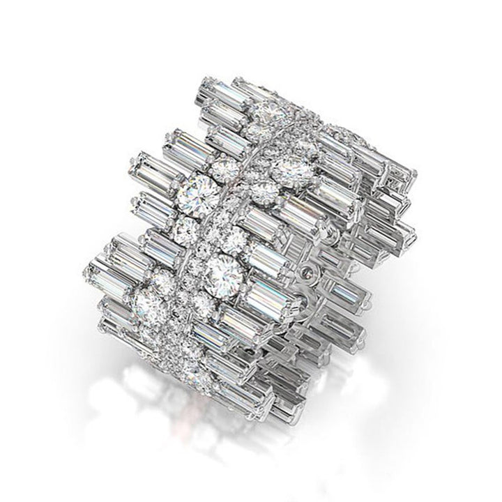 Mixed Diamond Geometric Wide Ring (Avant-Garde Luxury Personalized Style)