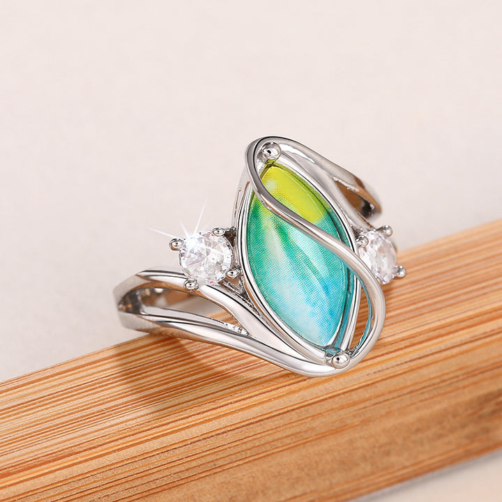 S925 Silver Marquise Moonstone Ring (Gentle Cool Niche Style)