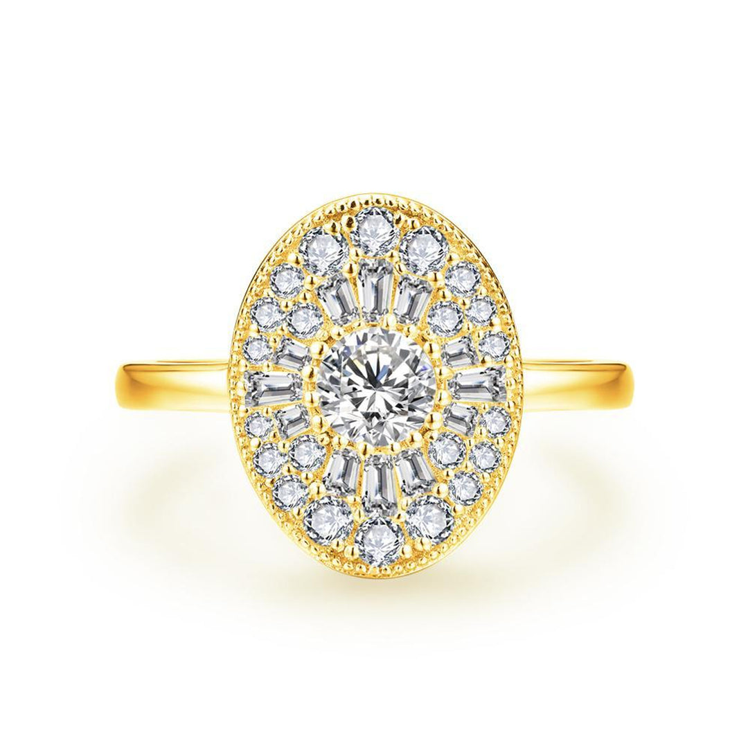 Oval Diamond Rhodium-Plated Two-Tone Ring