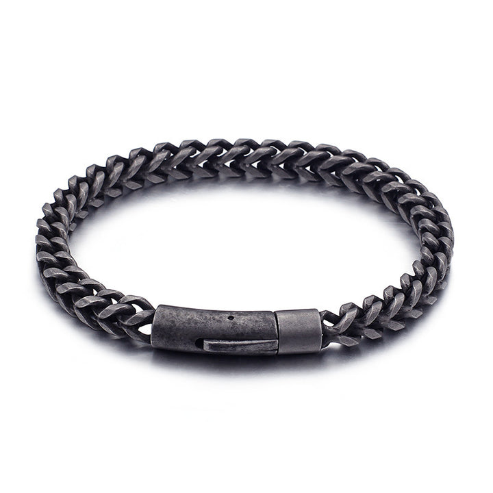 Trendy Hip-Hop Titanium Steel Round Dragon Bone Chain Bracelet