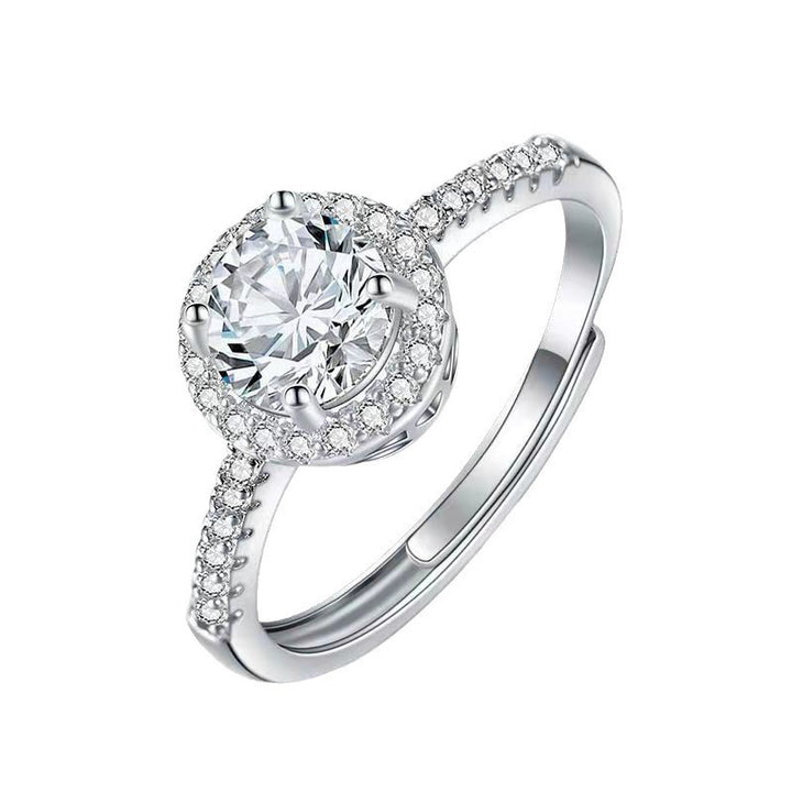 Brilliant Halo Round Moissanite Engagement Ring for Women