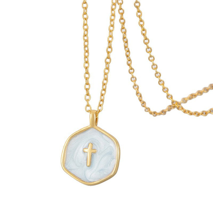 Color Enamel Cross Pendant Necklace for Women – Minimalist Versatile Choker