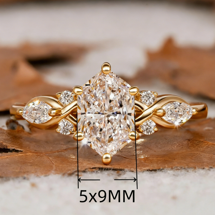 Kite-Cut Diamond Vine Carving Ring (Vintage Luxury Ritual Style)