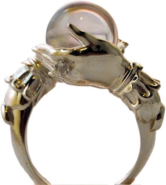 Retro Magic Crystal Ball Ring for Women with Natural Black Clear Gemstones