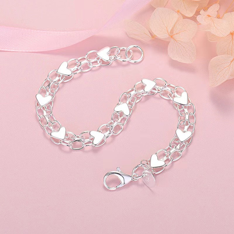 Double Layer Heart Bracelet Set (Light Luxury Sweet Wristband)
