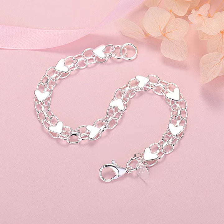 Double Layer Heart Bracelet Set (Light Luxury Sweet Wristband)