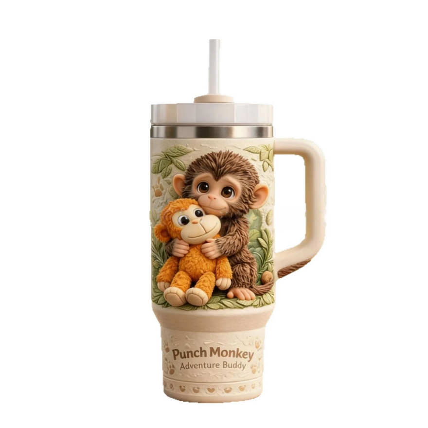 Punch Monkey Adventure Tumbler (Cute Monkey Print Insulated Cup)