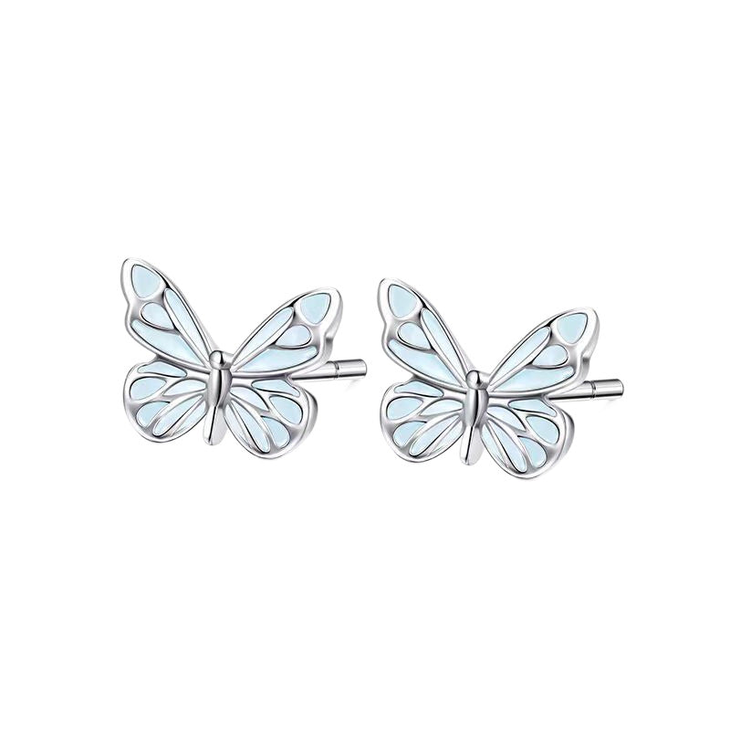 S925 Silver Luminous Butterfly Stud Earrings