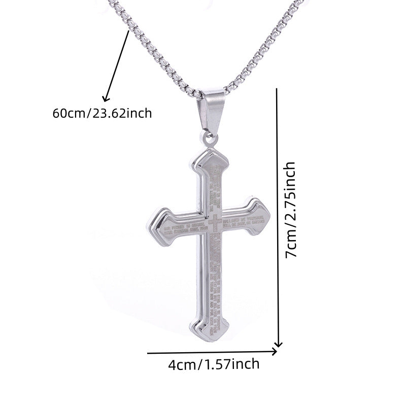 Lord's Prayer Triple Layer Cross Necklace Set (Light Luxury Niche Faithful Necklace)