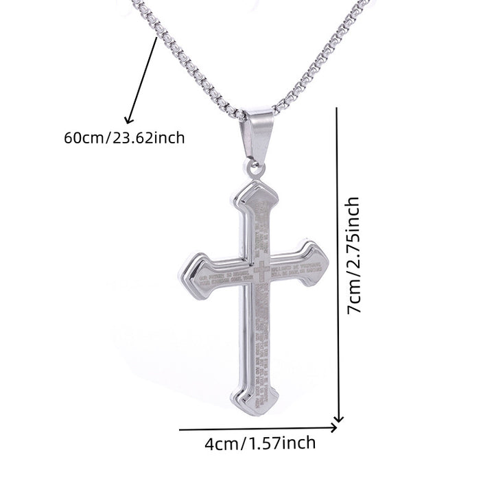 Lord's Prayer Triple Layer Cross Necklace Set (Light Luxury Niche Faithful Necklace)