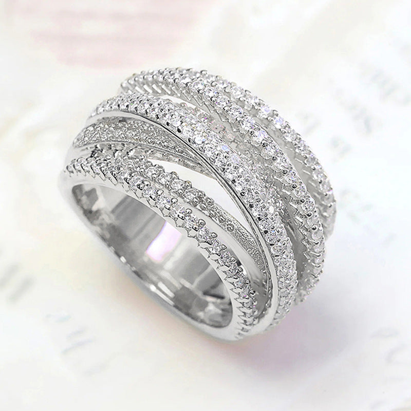 Multi-Layer Twisted Pavé Crossover Ring (3-Color Luxury Stackable Band)