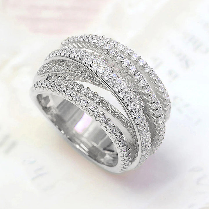 Multi-Layer Twisted Pavé Crossover Ring (3-Color Luxury Stackable Band)