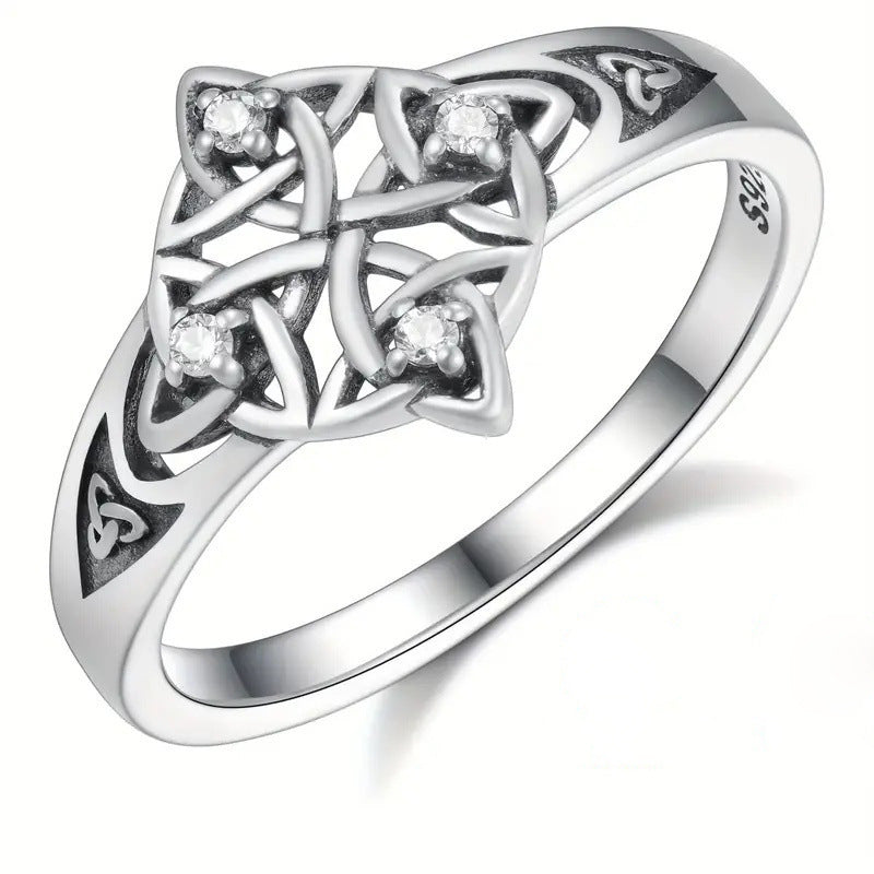 Celtic Knot Vintage Silver Ring Set (Light Luxury Niche Mystic Band)
