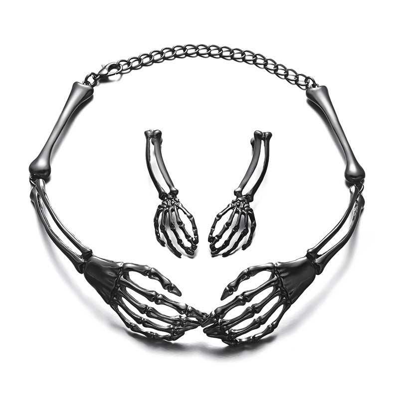 Skeleton Hand Jewelry Set, Necklace & Earrings