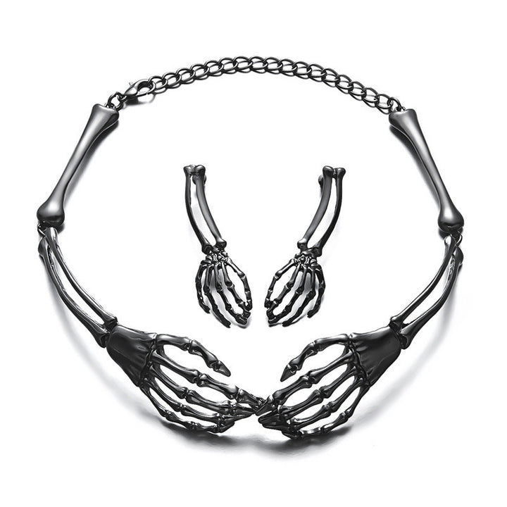 Skeleton Hand Jewelry Set, Necklace & Earrings