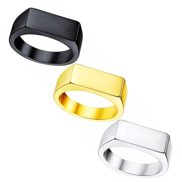S925 Silver Rectangular Blank Signet Ring, Minimalist Geometric Wide Band Men Ring