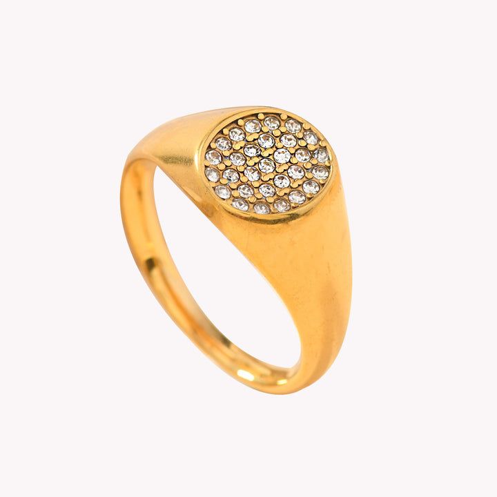 Pavé Diamond Signet S925 silver Ring, Heart/Hexagon/Oval/Teardrop Multiple Styles 18K Gold Plated Wide Band Unisex Statement Ring