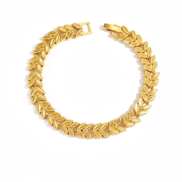 Laurel Leaf Full Chain Gold Bracelet (Light Luxury Niche Vintage Bracelet)
