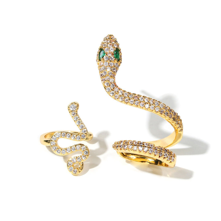 Serpent Pavé Asymmetrical Ear Cuff Set (Light Luxury Niche Edgy Earrings)