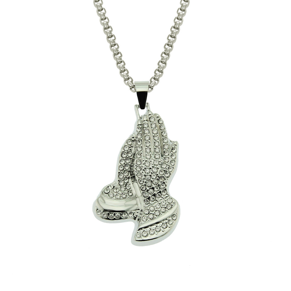 Pavé Praying Hands Necklace (Hip-Hop Faith Pendant)