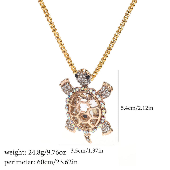 Diamond Turtle Pendant Necklace, Vintage Diamond Tortoise Animal Necklace