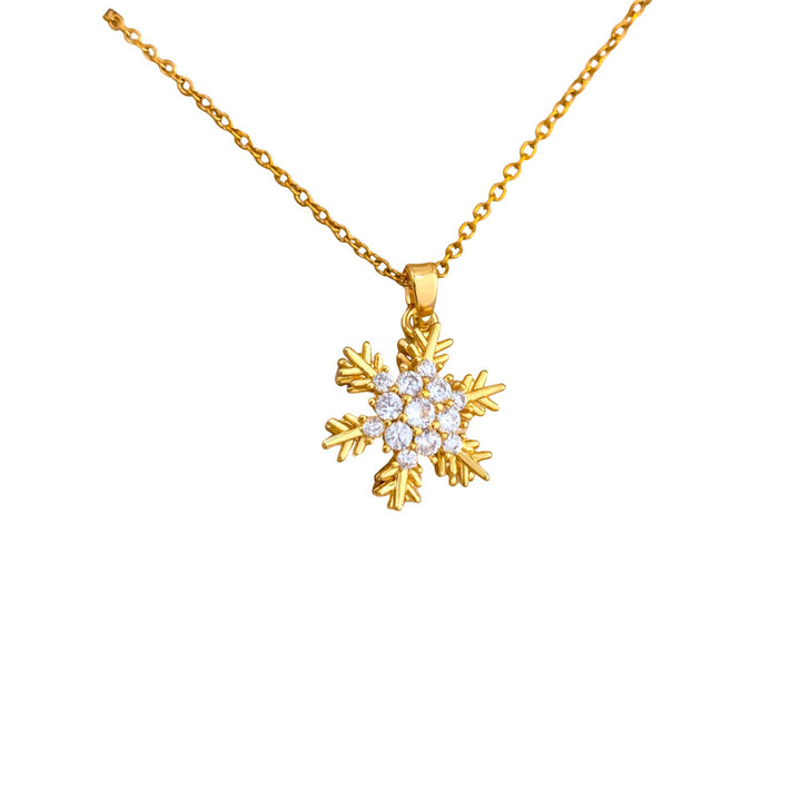 Multi-Color Diamond Snowflake Collarbone Necklace, 8 Styles Gold & Silver Tone Diamond Snowflake Pendant Thin Chain, Winter Christmas Versatile Jewelry