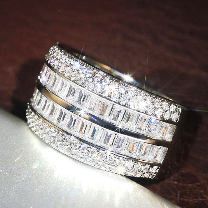 Wide‑Band Baguette‑Cut Full‑Pavé Ring