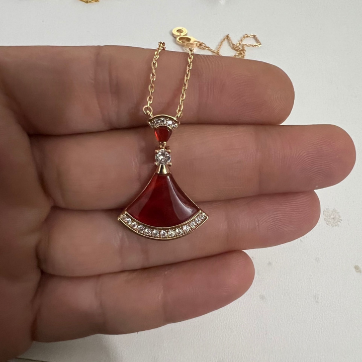 Luxury Skirt Shape Fan Necklace Set (High-End Pavé Gemstone Choker)