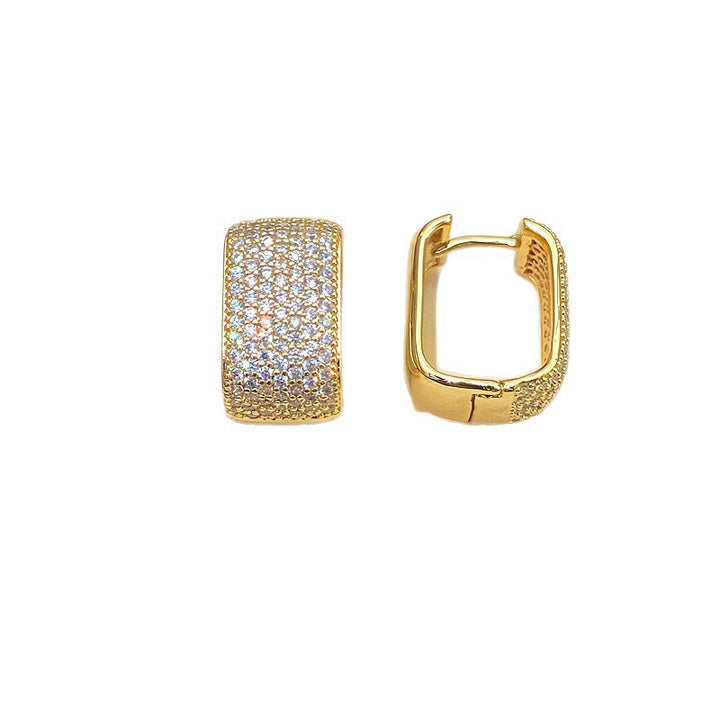 Pavé Square Huggie Earring Set (Light Luxury Niche Edgy Earrings)