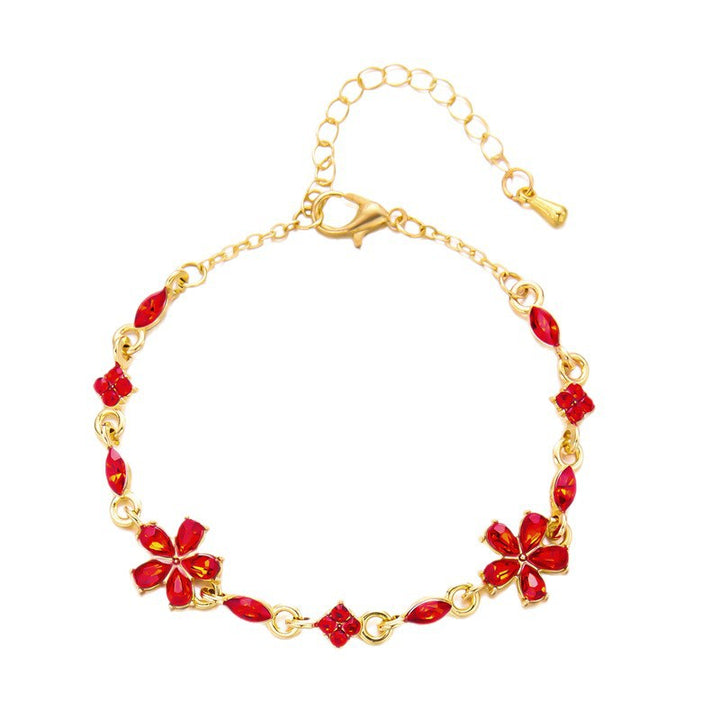 Multi-Color Diamond Flower Adjustable Bracelet (4 Colors Luxury Women's Chain)