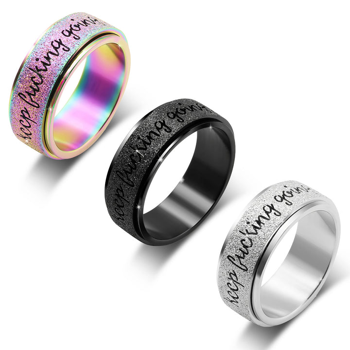 Inspirational Text Frosted Spinner Fidget Ring, 3‑Color Options