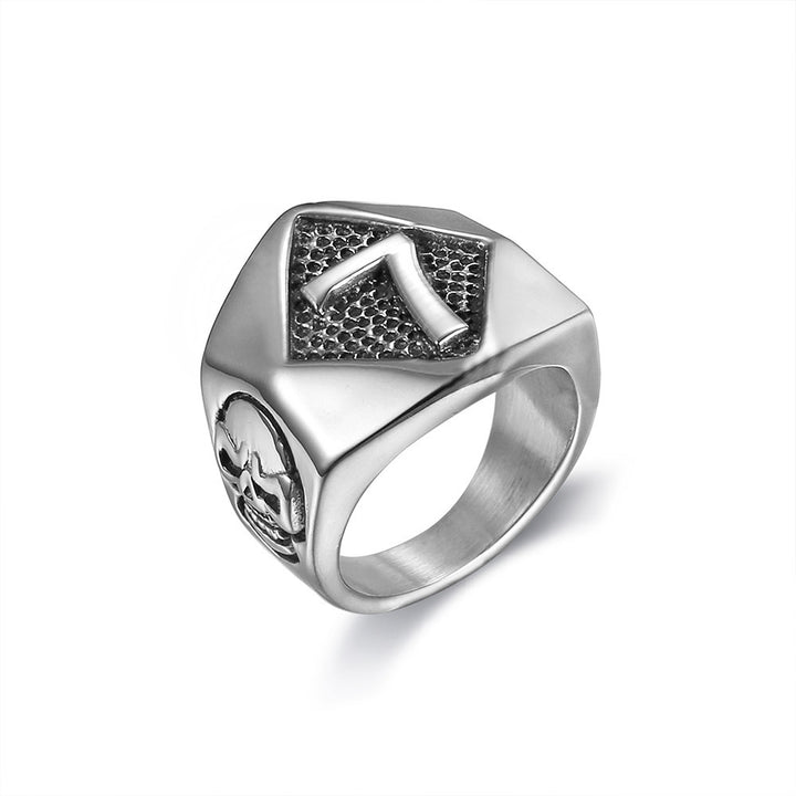 Lucky Number 7 Symbol Ring (Vintage American Biker Style Band)