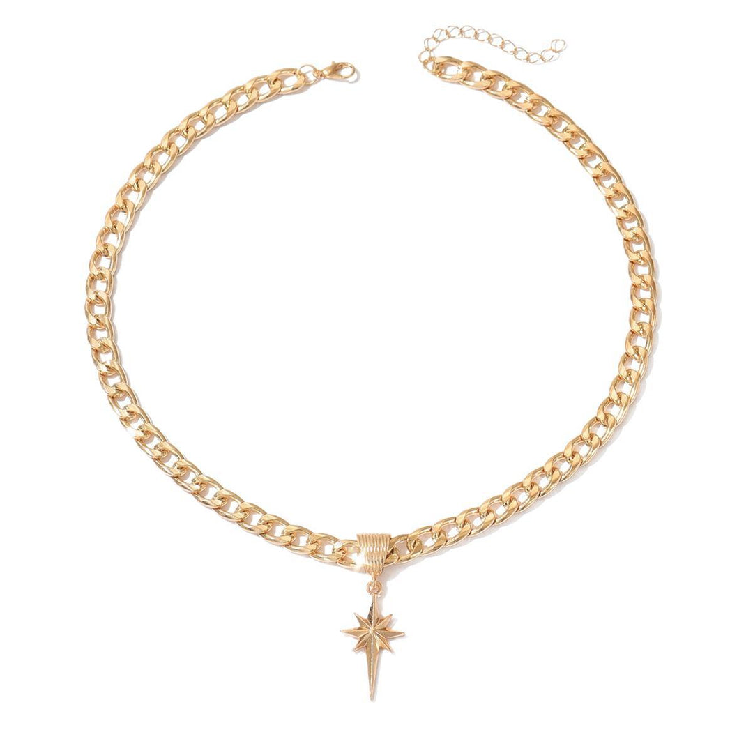 Cuban Link Starburst Pendant Necklace (Edgy Y2K Choker)