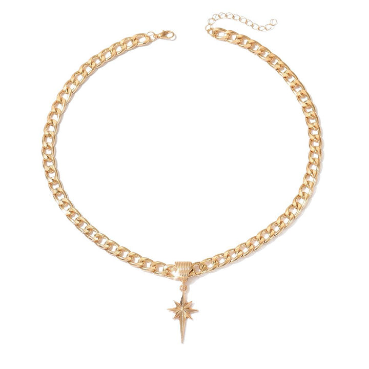 Cuban Link Starburst Pendant Necklace (Edgy Y2K Choker)