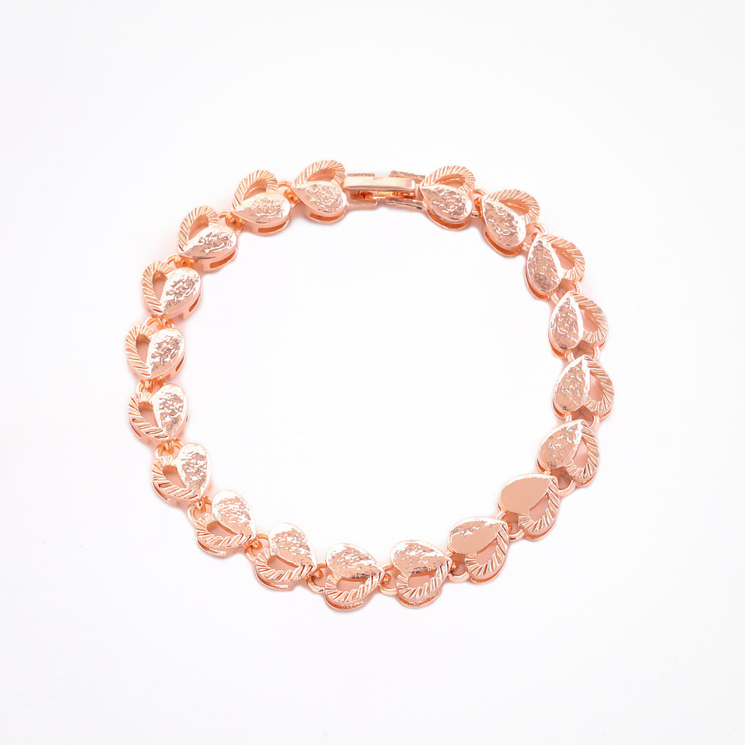 Textured Heart Link Bracelet, 3 Colors Hollow Love Chain for Women