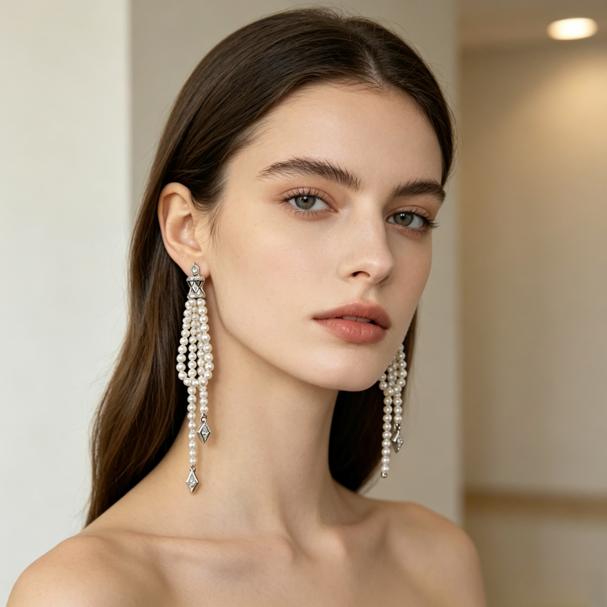 Vintage Baroque Pearl Tassel Drop Earrings (Delicate Luxury Long Dangles)