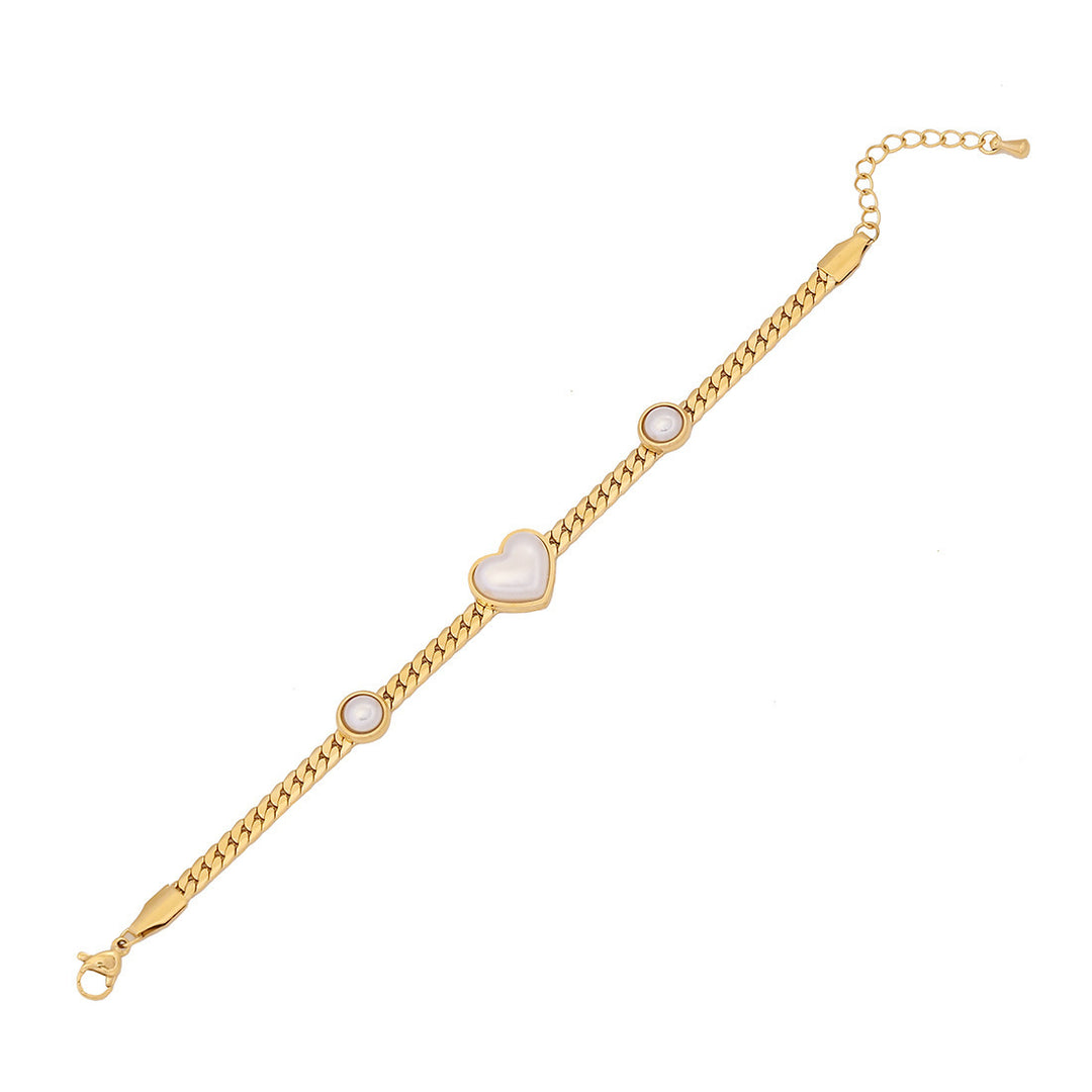White Mother-of-Pearl Heart Cuban Link Necklace & Earring Set (Vintage Luxury Style)
